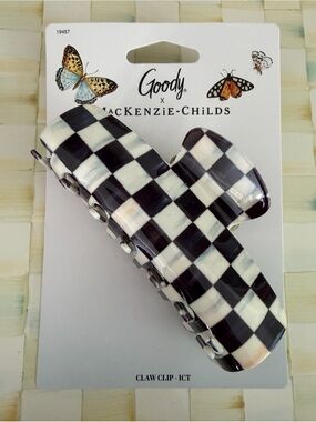 MacKenzie-Childs Goody Courtly Check - Black & White Check Claw Clip - Large
